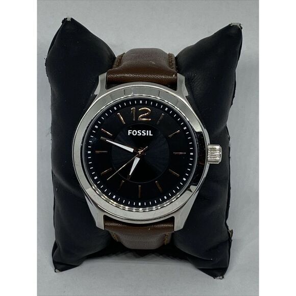 Fossil BQ1492 Men's Brown Leather Analog Black Dial Quartz Genuine Watch MP444 - Picture 1 of 12